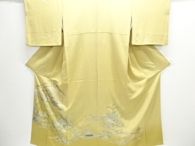 JAPANESE KIMONO / IROMUJI KIMONO / SILK / SCENERY OF TEMPLE